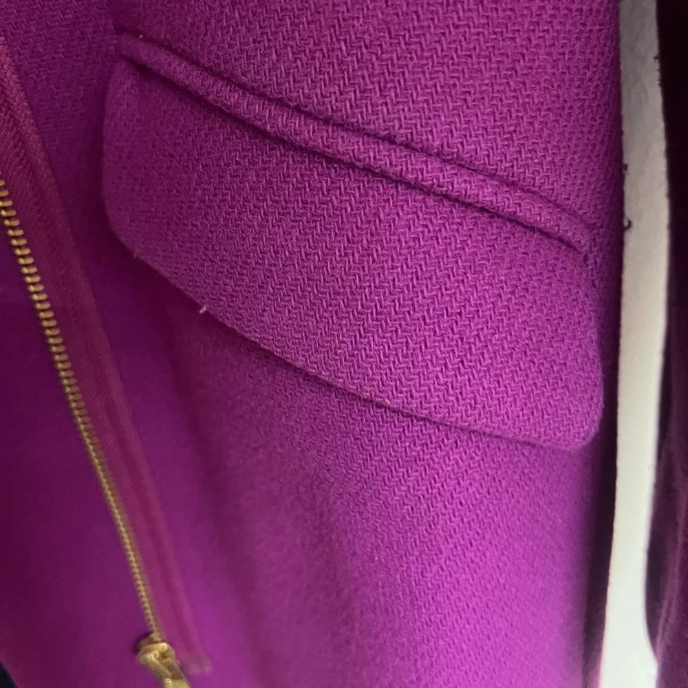 J.Crew Cocoon Coat in Italian Stadium Cloth – Bright Plum Purple – Size 6 - Picture 7 of 16